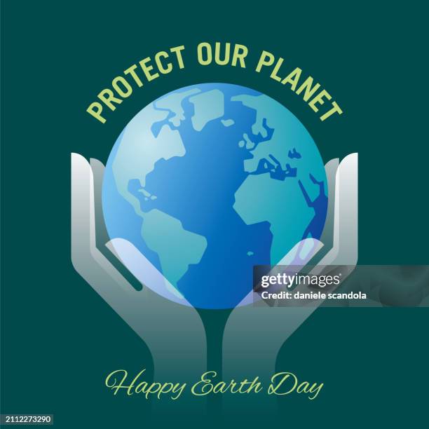 human hands holding planet earth. earth day concept. - world social media day stock illustrations