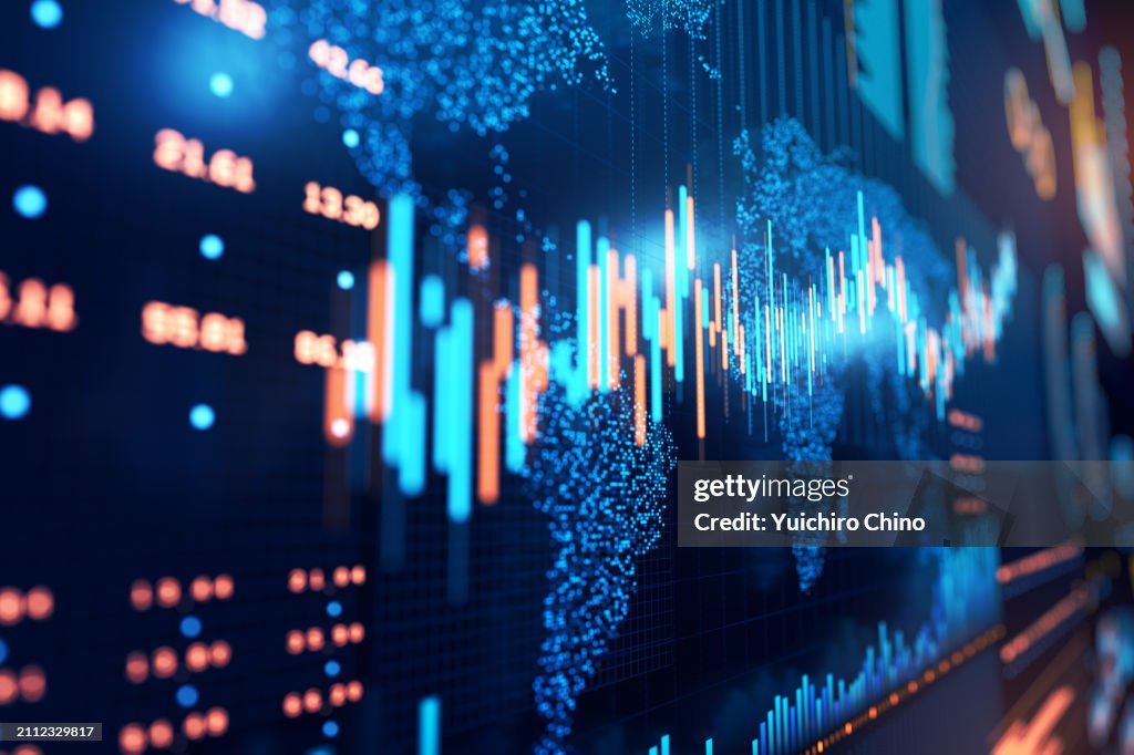 Global stock market chart and trading board