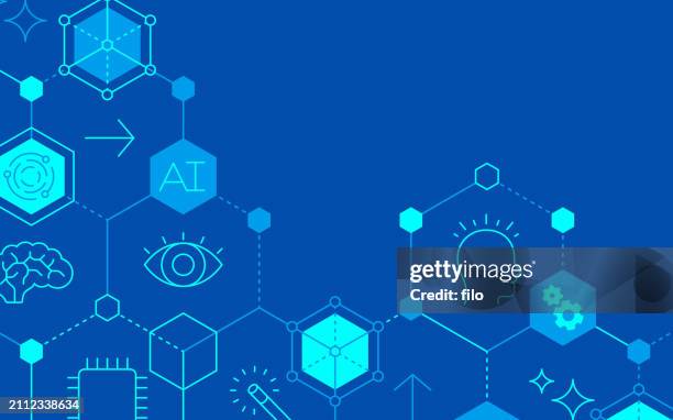 stockillustraties, clipart, cartoons en iconen met artificial intelligence ai abstract background - artificieel neuraal netwerk