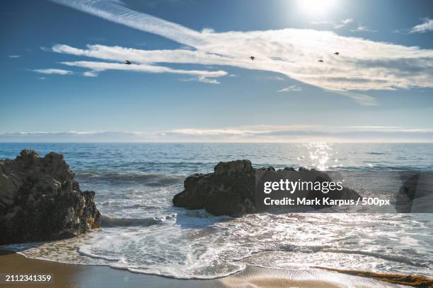 scenic view of sea against sky,malibu,california,united states,usa - malibu nature stock pictures, royalty-free photos & images