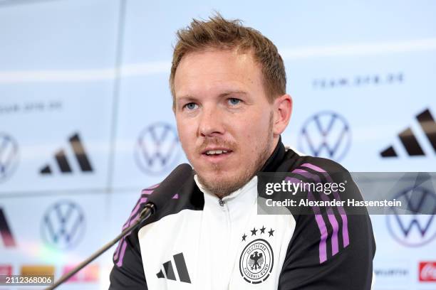 Julian Nagelsmann, head coach of Germany attends a press conference at DFB Campus on March 25, 2024 in Frankfurt am Main, Germany.
