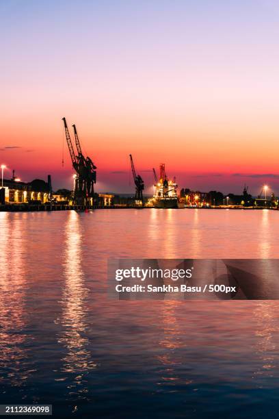 the dock at sunset - pomorskie province stock pictures, royalty-free photos & images
