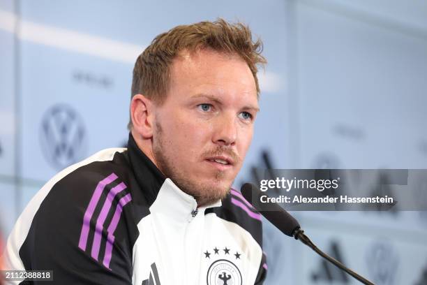 Julian Nagelsmann, head coach of Germany attends a press conference at DFB Campus on March 25, 2024 in Frankfurt am Main, Germany.