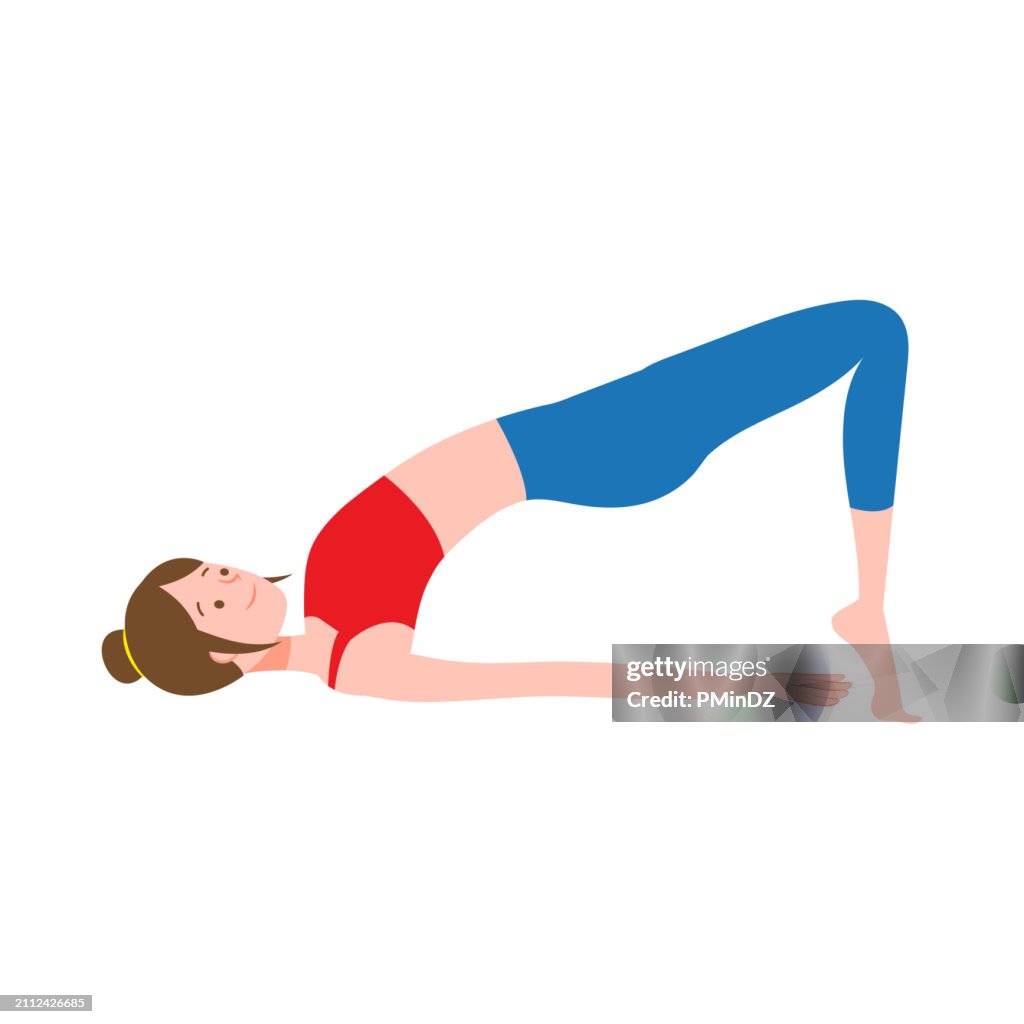 Illustration, woman doing exercise yoga postures ,white background