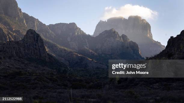 The Chisos Mountains rise from the Chihuahuan Desert on March 15, 2024 in the Big Bend National Park. Located in West Texas, the park is one of the...