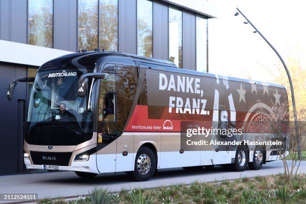 The team Bus of Germany during a training session of Team Germany at DFB Campus on March 25, 2024 in Frankfurt am Main, Germany.