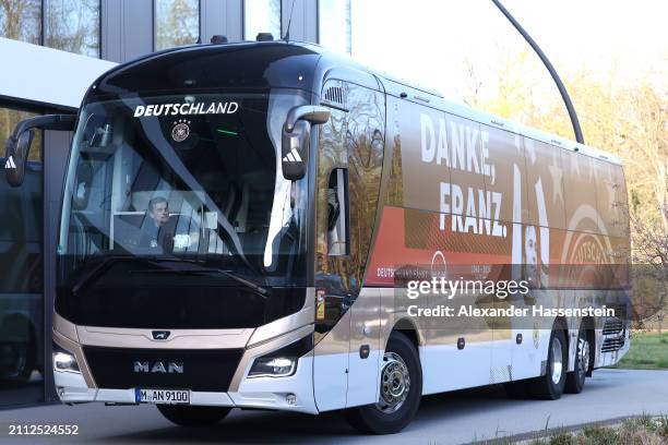 The team Bus of Germany during a training session of Team Germany at DFB Campus on March 25, 2024 in Frankfurt am Main, Germany.