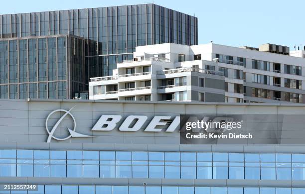 The exterior of the Boeing Company headquarters is seen on March 25, 2024 in Arlington, Virginia. Boeing CEO Dave Calhoun announced he intends to...