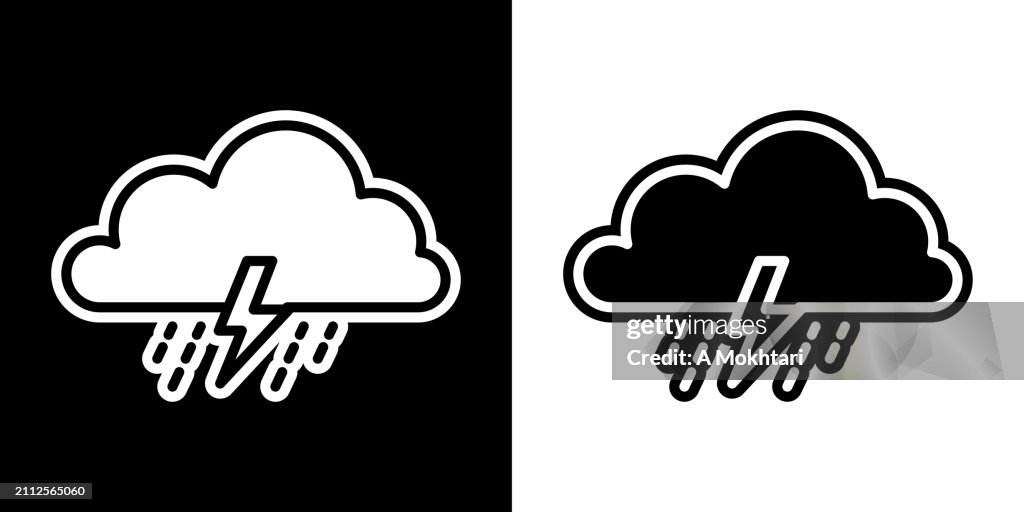 Cloud icon with thunderstorm.