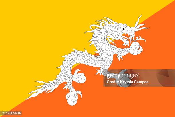 flag of bhutan - bhutan stock pictures, royalty-free photos & images