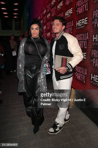 Katie Price and boyfriend JJ Slater seen attending Priscilla The Party! - press night at HERE at Outernet on March 25, 2024 in London, England.