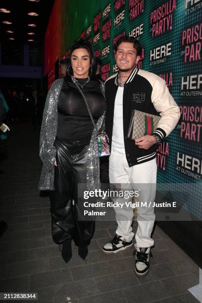 Katie Price and new boyfriend JJ Slater seen attending Priscilla The Party! - press night at HERE at Outernet on March 25, 2024 in London, England.