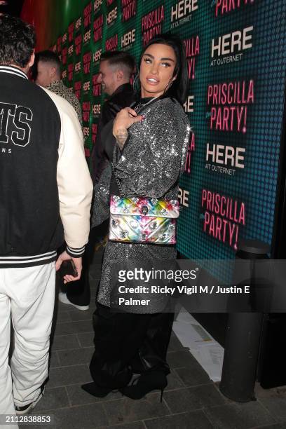 Katie Price and new boyfriend JJ Slater seen attending Priscilla The Party! - press night at HERE at Outernet on March 25, 2024 in London, England.