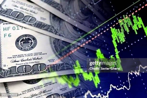 cash dollar bills and stock market indicators - economy graph - graphic accident photos stock pictures, royalty-free photos & images