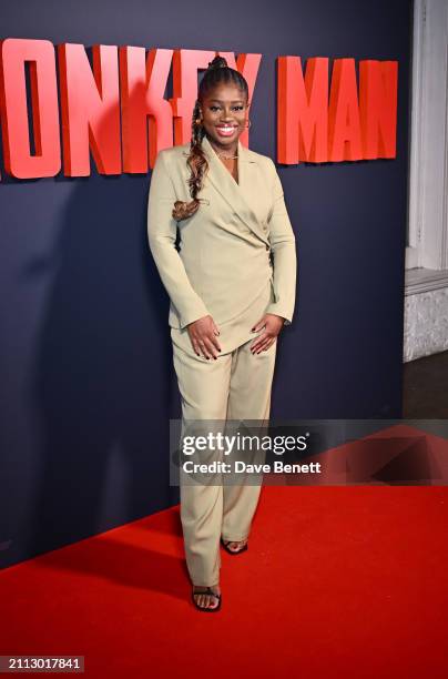 Clara Amfo attends the UK Special Screening of "Monkey Man" at Picturehouse Central on March 25, 2024 in London, England.