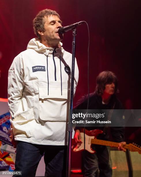 Liam Gallagher and John Squire perform live at the O2 Forum Kentish Town on March 25, 2024 in London, England.