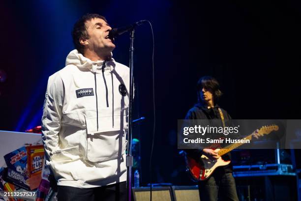 Liam Gallagher and John Squire perform live at the O2 Forum Kentish Town on March 25, 2024 in London, England.