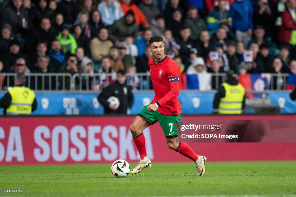 Christiano Ronaldo of Portugal in action during...