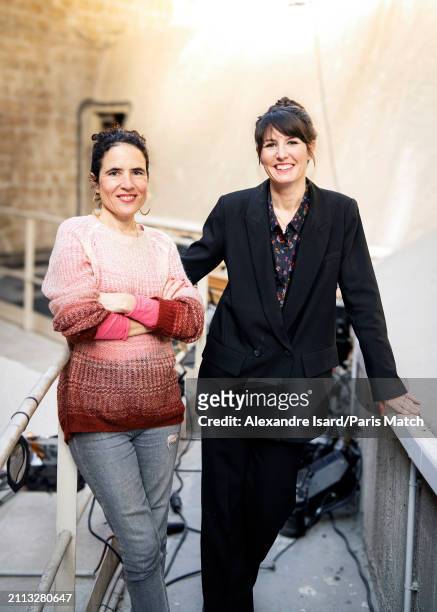 Writer Mazarine Pingeot and actor Leonie Pingeot are photographed for Paris Match on January 15, 2024 in Paris, France.