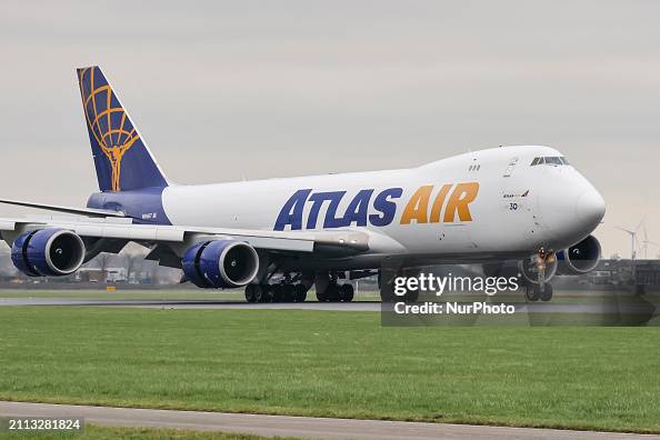 Atlas Air Boeing 747-8F Cargo Aircraft Landing In Amsterdam