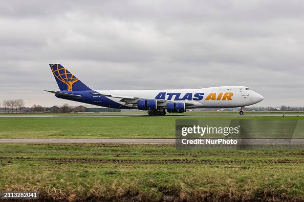 Atlas Air Boeing 747-8F Cargo Aircraft Landing In Amsterdam