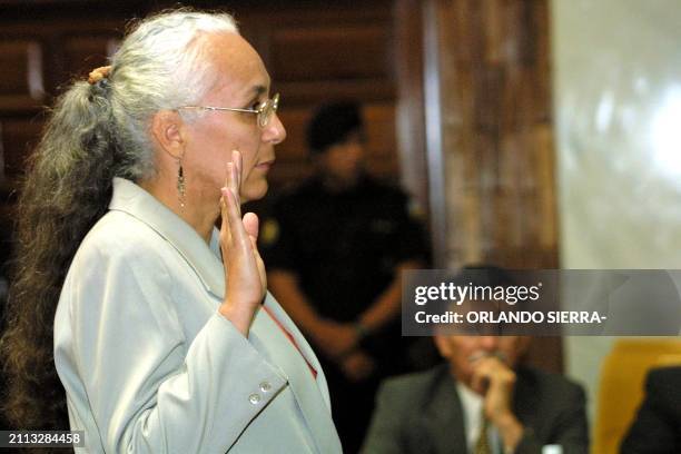 The witness Clara Arenas testifies 5 September 2002, before giving her declaration as a witness in the oral and public trial, against three...