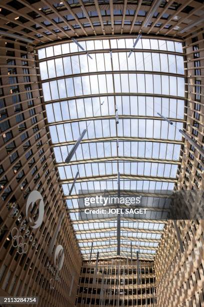 Photograph taken in Saint-Denis, north of Paris on March 28 shows a view of the headquarters of the Paris 2024 Olympics and Paralympics Organizing...