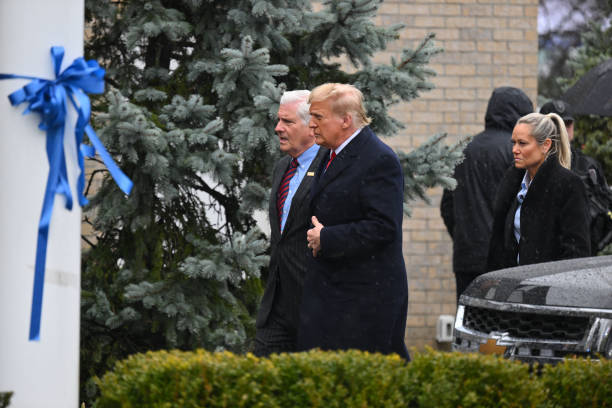 NY: Former President Donald Trump Attends Wake For Slain NYPD Officer Jonathan Diller