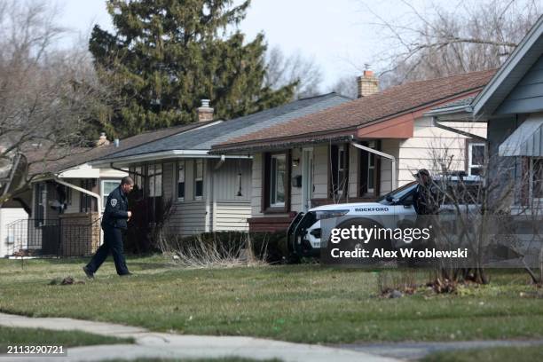 Police on the scene of the 2300 block of Holmes St. That was involved in a stabbing incident on March 28, 2024 in Rockford, Illinois. Four people...