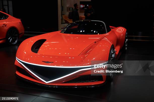 Genesis X Gran Berlinetta hybrid concept car, designed for the video game Grand Turismo 7, during the 2024 New York International Auto Show in New...