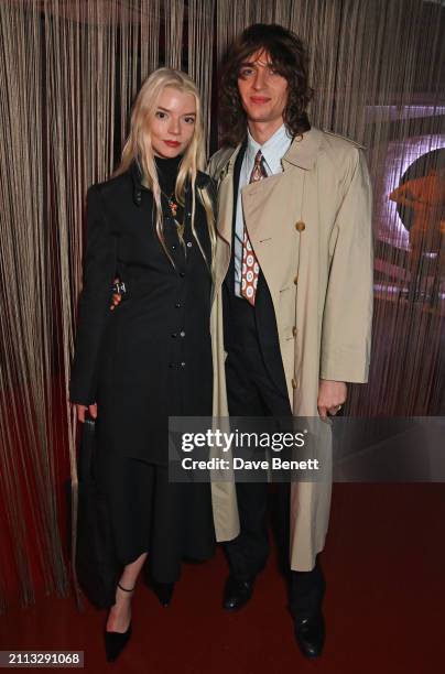 Anya Taylor-Joy and Malcolm McRae attend a gala performance of "Cabaret At The Kit Kat Club" featuring new cast members on March 28, 2024 in London,...