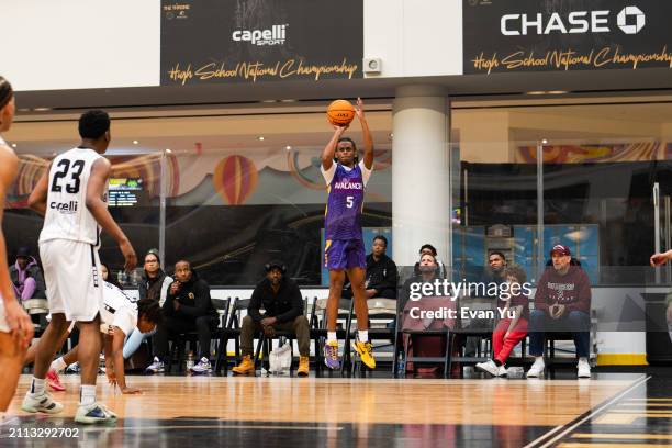 Teron Murray of Camden Avalanche shoots the ball during the game against the Ridge View Blazers during The Throne high school basketball tournament...