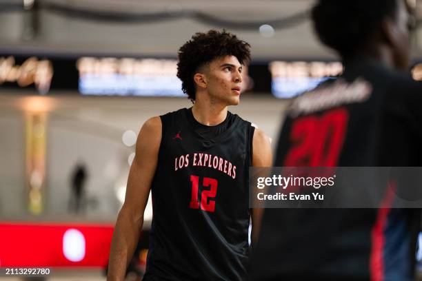 Cameron Boozer of the Columbus Explorers looks on during the game against the Notre Dame Knights during The Throne high school basketball tournament...