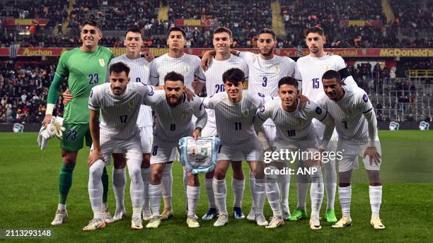 Uruguay goalkeeper Santiago Mele, Federico Vinas of Uruguay, Mathias Olivera of Uruguay, Manuel Ugarte of Uruguay, Sebastian Caceres of Uruguay,...