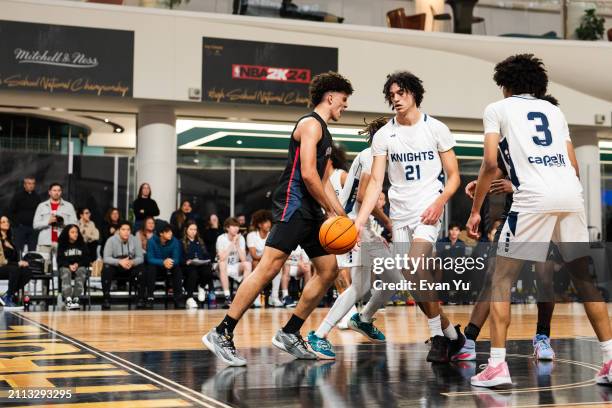 Cameron Boozer of the Columbus Explorers looks on during the game against the Notre Dame Knights during The Throne high school basketball tournament...