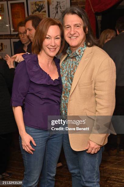 Michael Benz, David Babani, Tanya Franks and Scott Mitchell attend the press night after party for "Power Of Sail" at the Menier Chocolate Factory on...