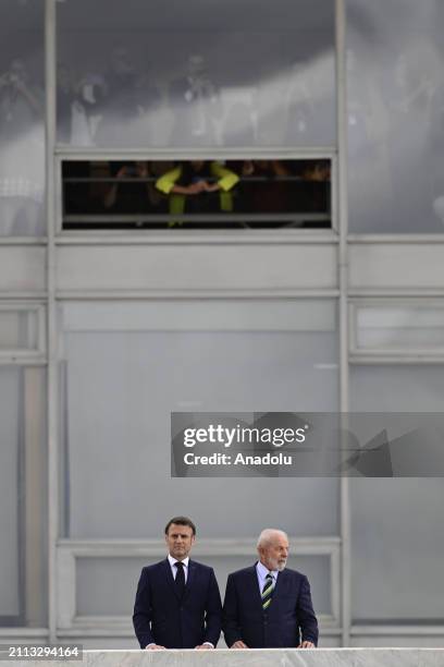 French President Emmanuel Macron meets with Brazil's President Luiz Inacio Lula da Silva at the Planalto Palace in Brasilia, Brazil on March 28, 2024.