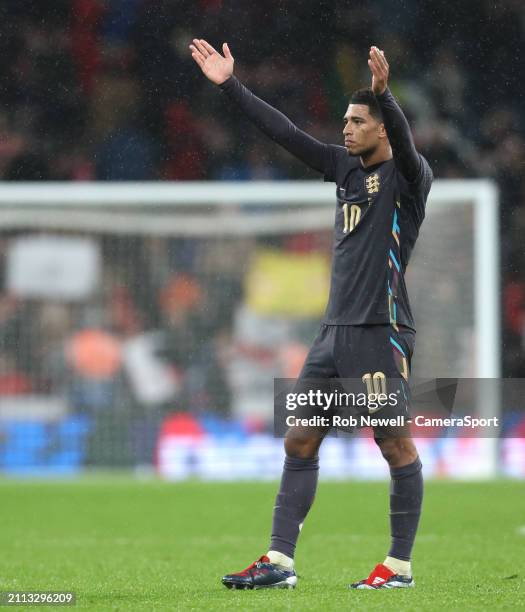 England's Jude Bellingham at the end of the match during the international friendly match between England and Belgium at Wembley Stadium on March 26,...