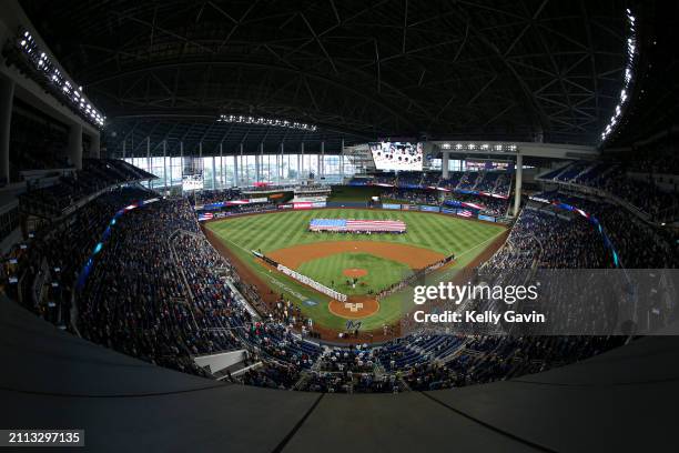 General view of loanDepot park prior to the game between the Pittsburgh Pirates and the Miami Marlins on Thursday, March 28, 2024 in Miami, Florida.