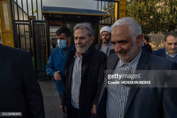 Ziyad al-Nakhalah , Secretary General of the Palestinian Islamic Jihad leaves after his speech during a rally in solidarity with Palestinians in...