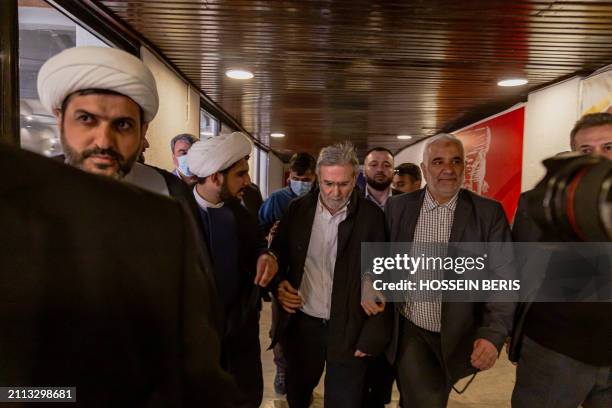 Ziyad al-Nakhalah , Secretary General of the Palestinian Islamic Jihad leaves after his speech during a rally in solidarity with Palestinians in...