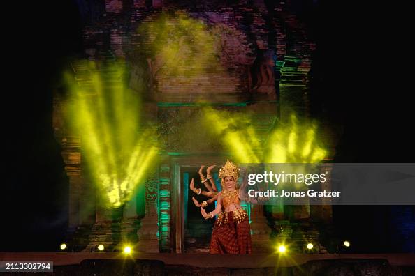 Light show at the Prasat Sikhoraphum Temple at the Town of...