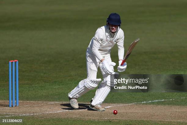 Joshua Kelly of Durham UCCE is batting during the Friendly match between Durham County Cricket Club and Durham UCCE at the Seat Unique Riverside in...