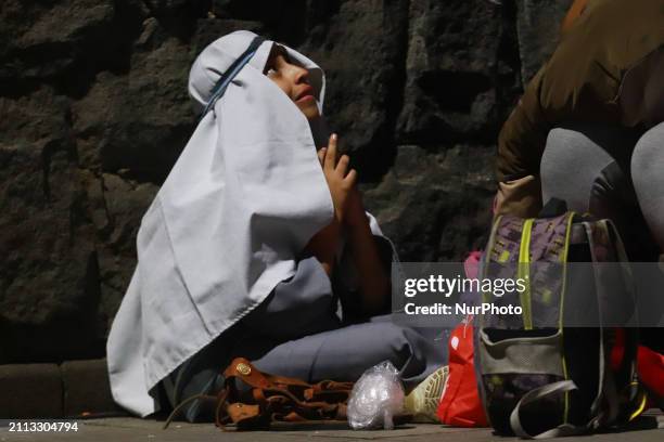 People are reenacting the Passion of Christ, which includes the scene of the washing of the feet, as part of the 181st representation of the Passion,...