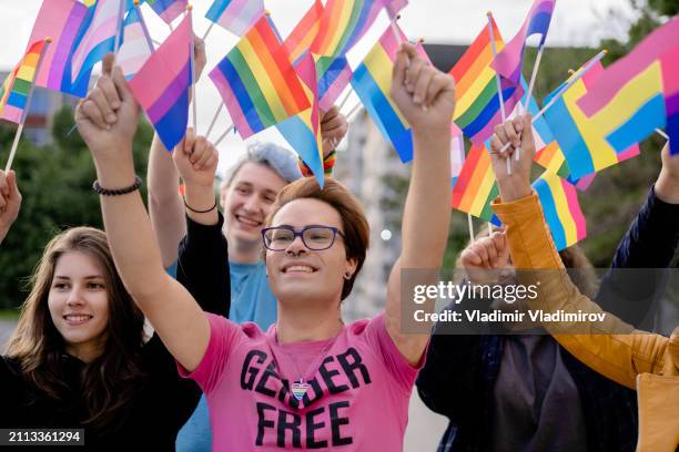 diverse lbgtq+ flags - pride stock pictures, royalty-free photos & images