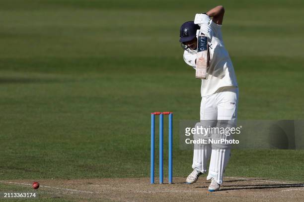 Nikhil Gorantla of Durham UCCE is batting during the friendly match between Durham County Cricket Club and Durham UCCE at the Seat Unique Riverside...