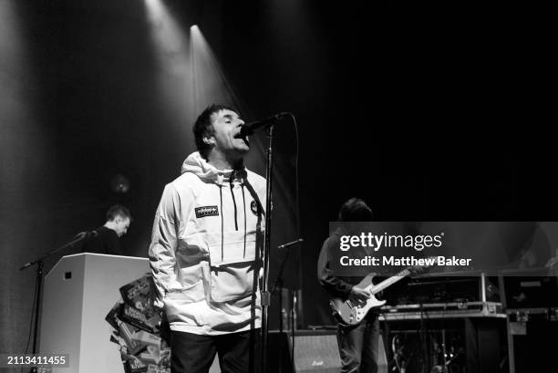 Liam Gallagher and John Squire perform at the O2 Forum Kentish Town on March 25, 2024 in London, England.