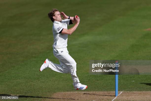 Bas de Leede is bowling for Durham during the friendly match between Durham County Cricket Club and Durham UCCE at the Seat Unique Riverside in...