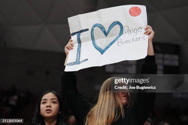 Connecticut Huskies fans cheer during the second half of a second round NCAA Women's Basketball Tournament game against the Syracuse Orange at the...