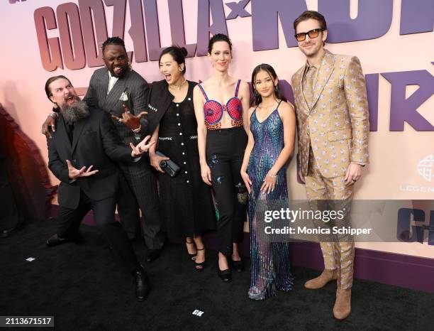 Adam Wingard, Brian Tyree Henry, Fala Chen, Rebecca Hall, Kaylee Hottle and Dan Stevens attend the Warner Bros. And Legendary Pictures world premiere...